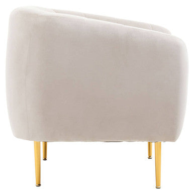 Yasmeen Silver Grey Velvet Channel Tufted Armchair