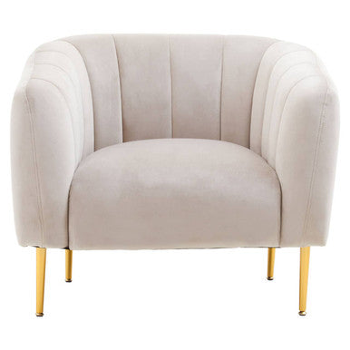 Yasmeen Silver Grey Velvet Channel Tufted Armchair