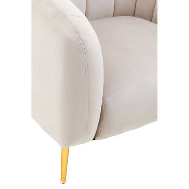 Yasmeen Silver Grey Velvet Channel Tufted Armchair