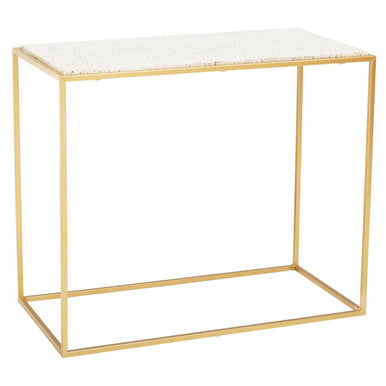 Templar White Marble and Gold Finish Console Table