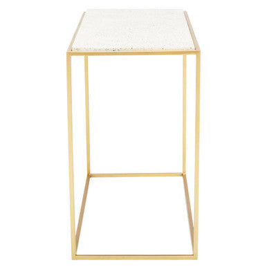 Templar White Marble and Gold Finish Console Table