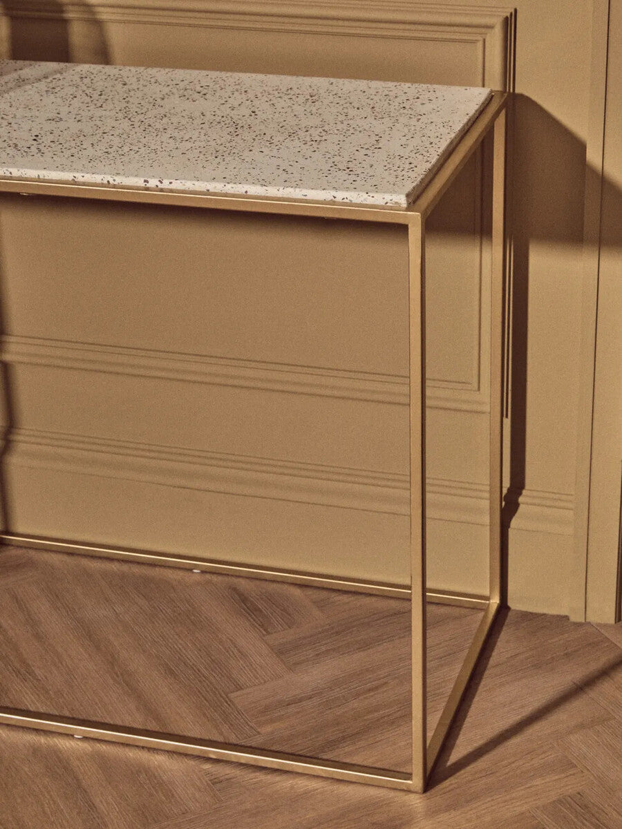 Templar White Marble and Gold Finish Console Table