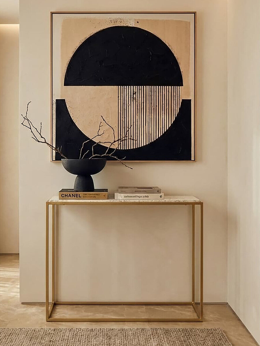 Templar White Marble and Gold Finish Console Table