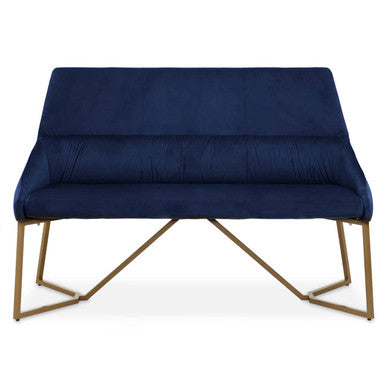 Vieste Midnight Blue Velvet Bench with Backrest