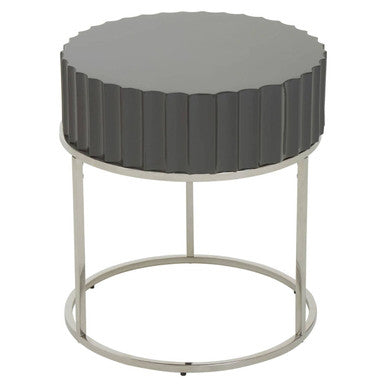 Genoa Grey High Gloss Finish Round Side Table
