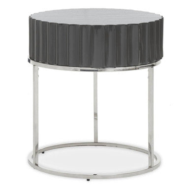 Genoa Grey High Gloss Finish Round Side Table