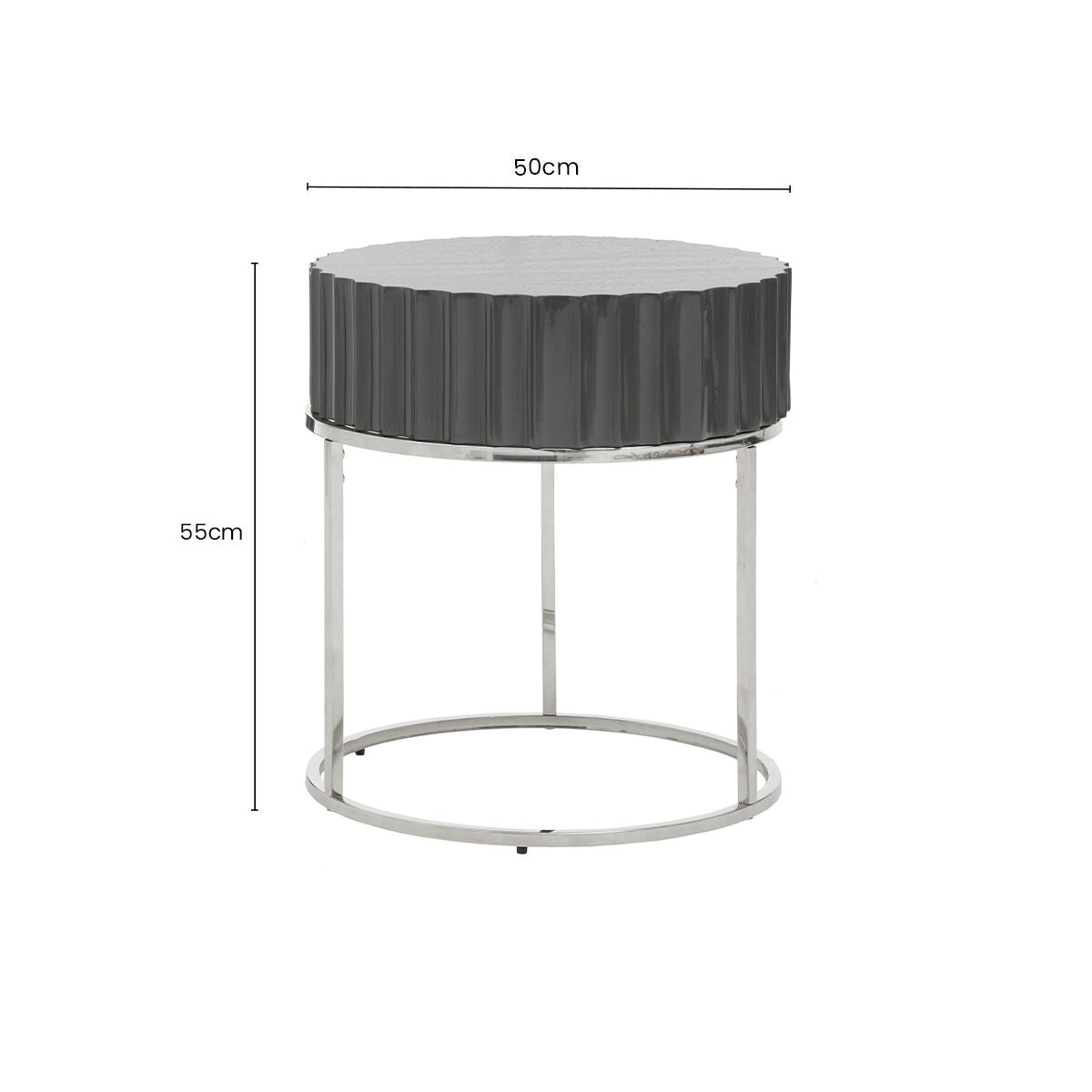 Genoa Grey High Gloss Finish Round Side Table