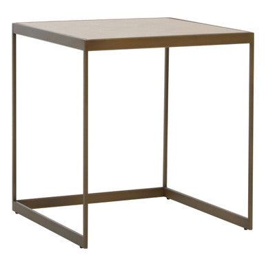 Grenoble Oak Veneer Side Table with Brushed Brass Frame