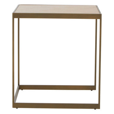 Grenoble Oak Veneer Side Table with Brushed Brass Frame