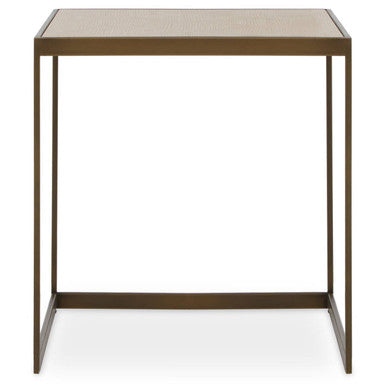Grenoble Oak Veneer Side Table with Brushed Brass Frame