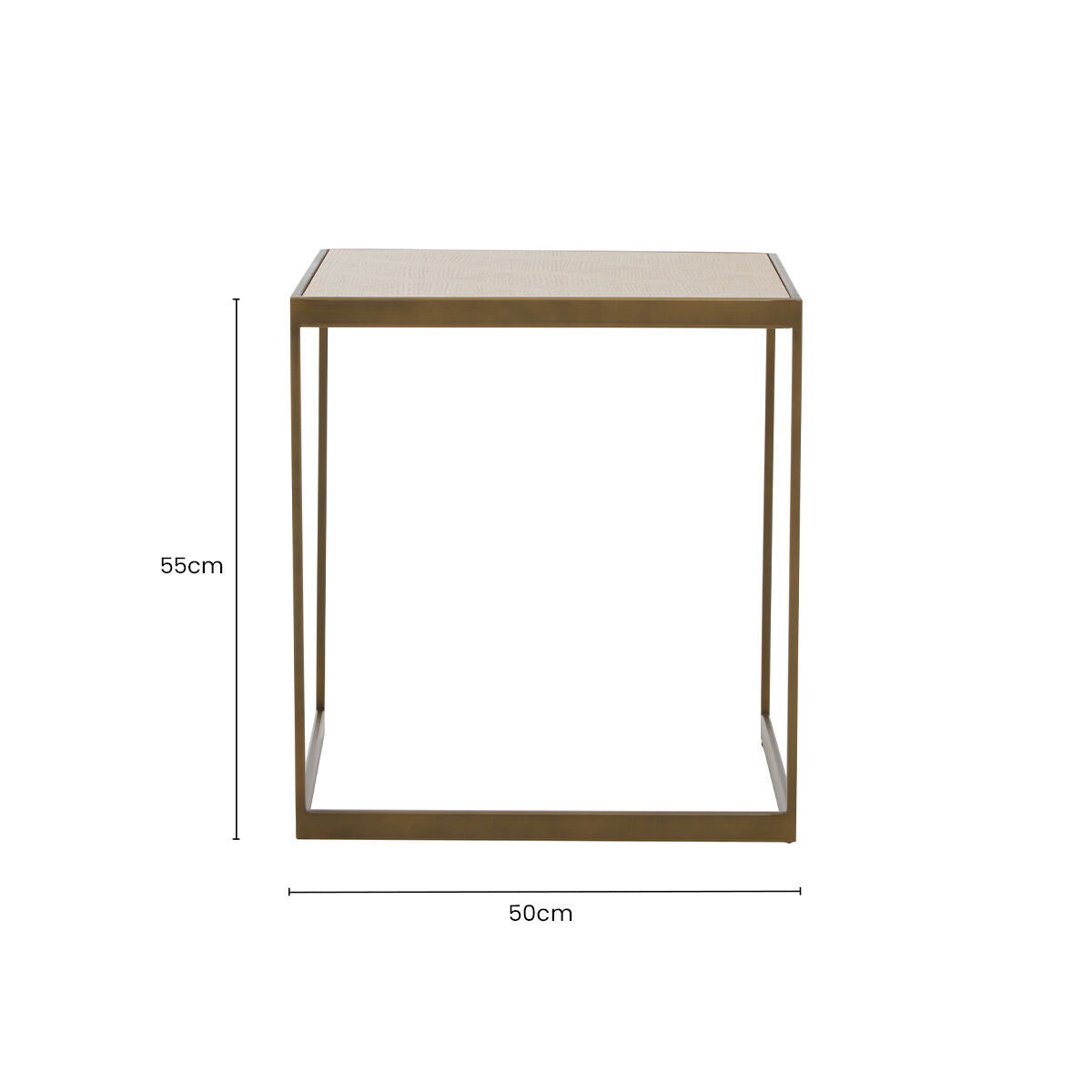 Grenoble Oak Veneer Side Table with Brushed Brass Frame