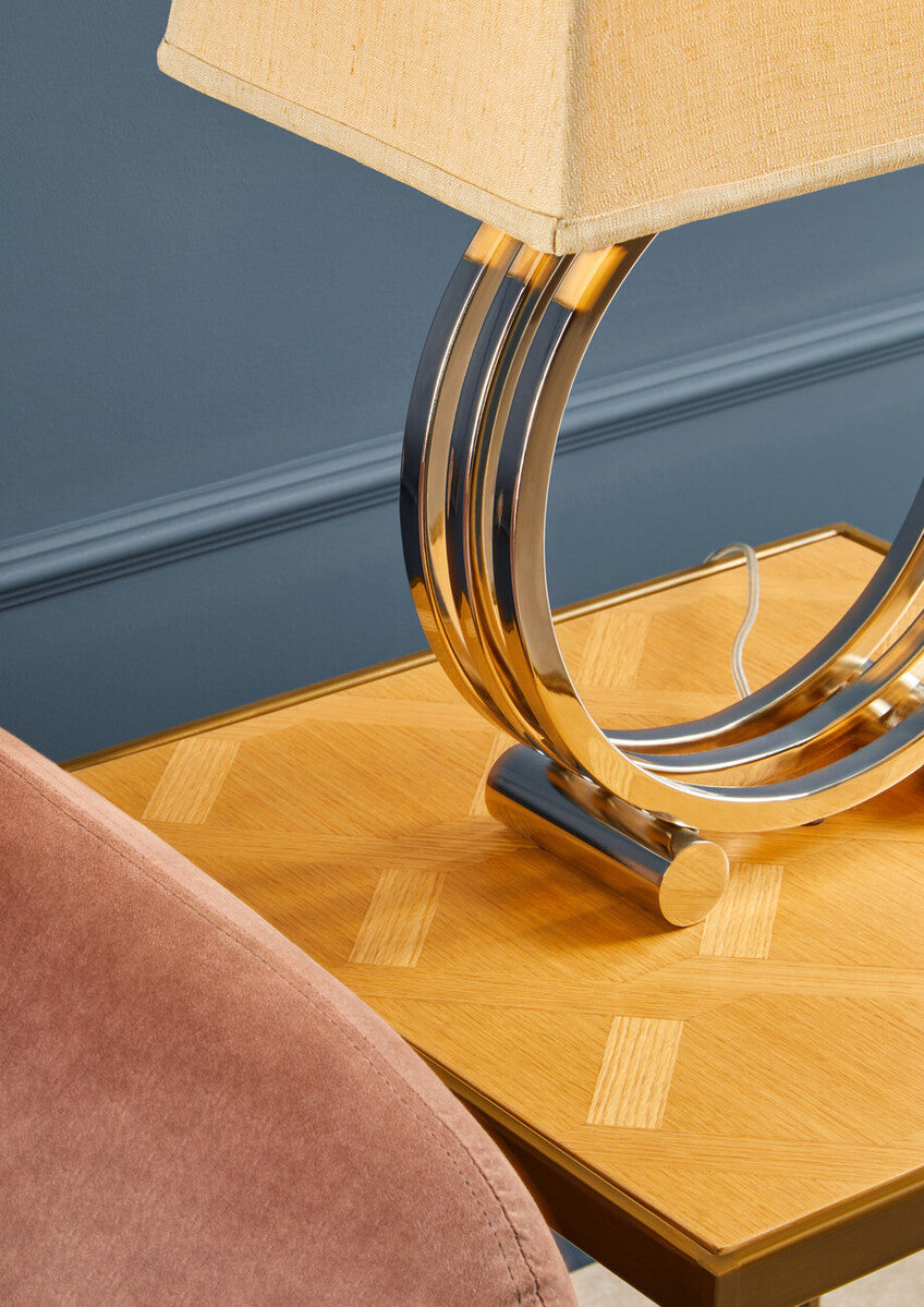 Grenoble Oak Veneer Side Table with Brushed Brass Frame