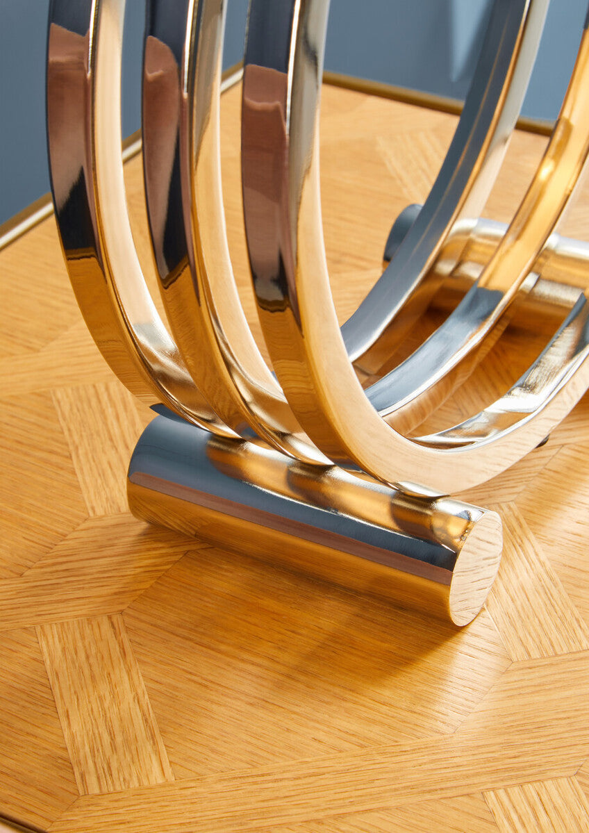 Grenoble Oak Veneer Side Table with Brushed Brass Frame