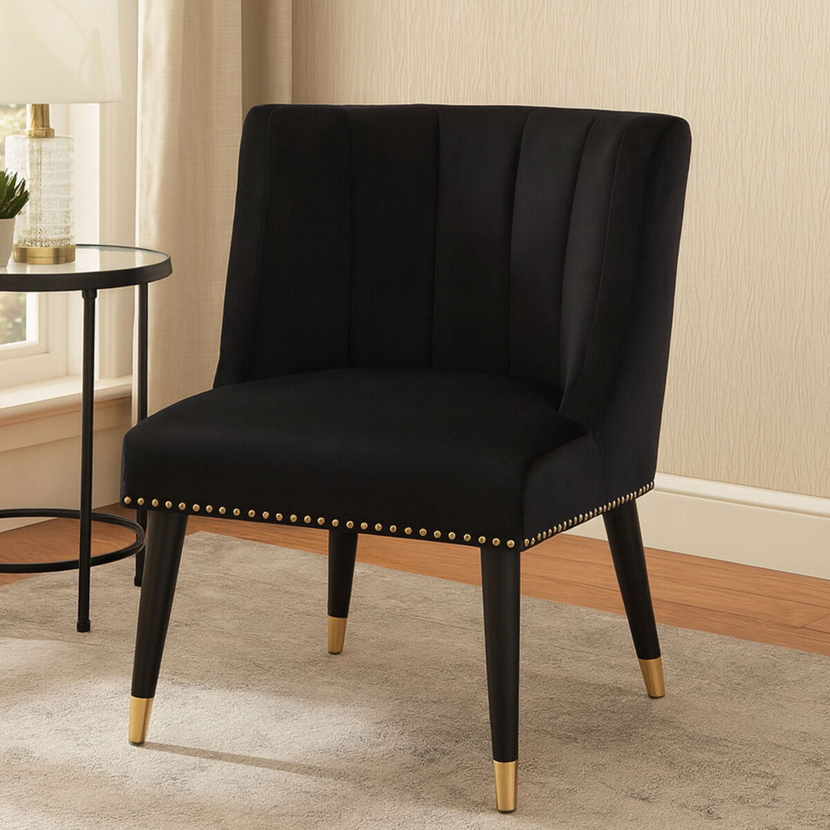 Doucet Black Velvet Dining Chair