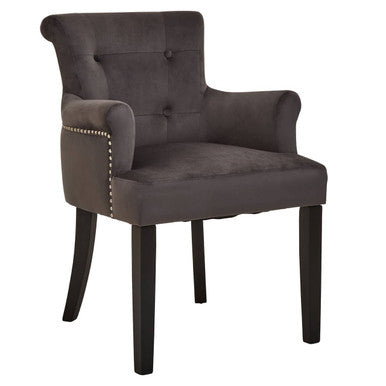 Doucet Grey Velvet Dining Chair with Ring Back