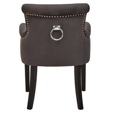 Doucet Grey Velvet Dining Chair with Ring Back