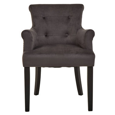 Doucet Grey Velvet Dining Chair with Ring Back