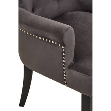 Doucet Grey Velvet Dining Chair with Ring Back