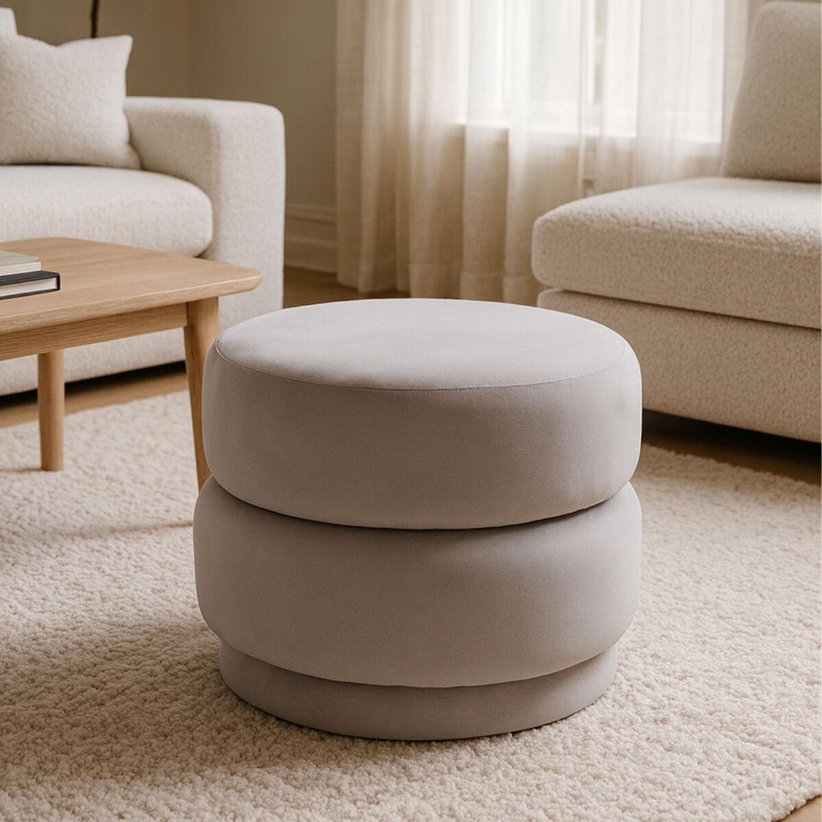 Hartford Mink Velvet Oval Stool