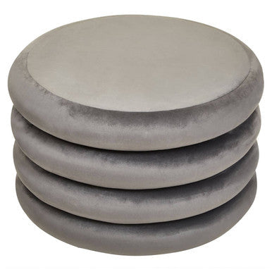 Hartford Grey Velvet Round Stool
