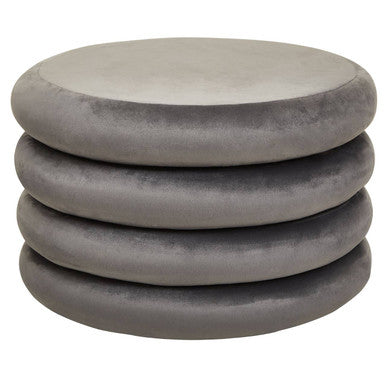 Hartford Grey Velvet Round Stool