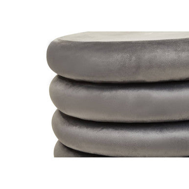 Hartford Grey Velvet Round Stool