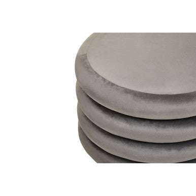 Hartford Grey Velvet Round Stool