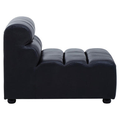 King Antique Black Leather Armless Modular Sofa Chair