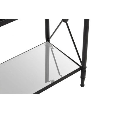 Axis Clear Glass 2 Tier Side Table with Black Finish Frame