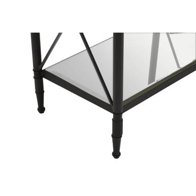 Axis Clear Glass 2 Tier Side Table with Black Finish Frame