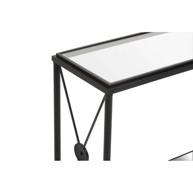 Axis Clear Glass 2 Tier Console Table with Black Metal Frame