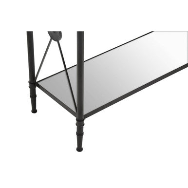 Axis Clear Glass 2 Tier Console Table with Black Metal Frame