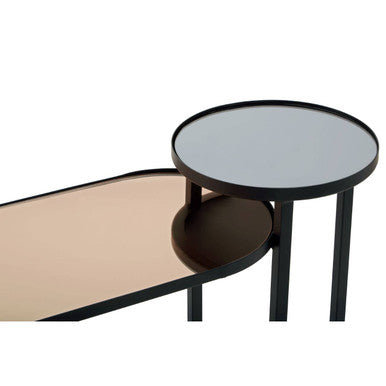 Cercle Smoked Mirror 2 Tier Console Table with Black Frame