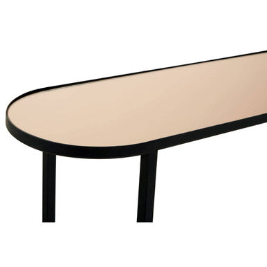 Cercle Smoked Mirror 2 Tier Console Table with Black Frame