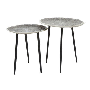 Silva Silver Finish Oak Effect Set of 2 Side Tables