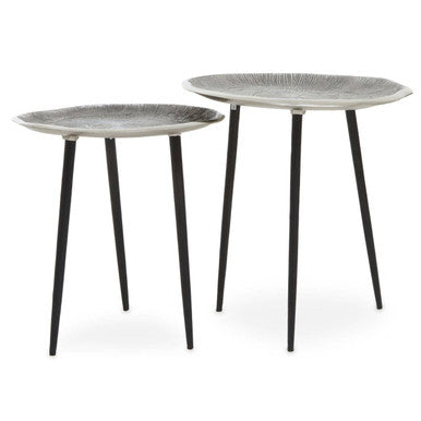 Silva Silver Finish Oak Effect Set of 2 Side Tables
