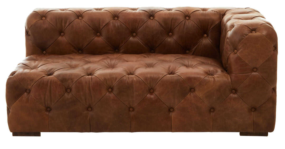 Hoxton Brown Leather Right Arm Modern Chesterfield Modular Sofa