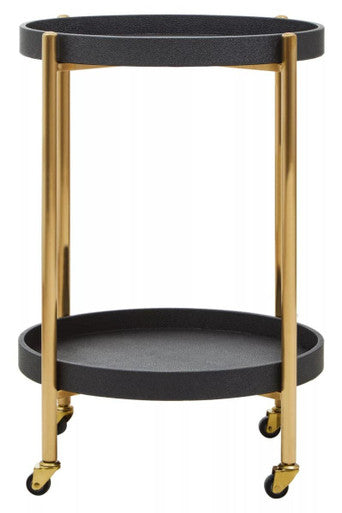 Cardoba Black Shagreen Effect 2 Tier Tray Trolley