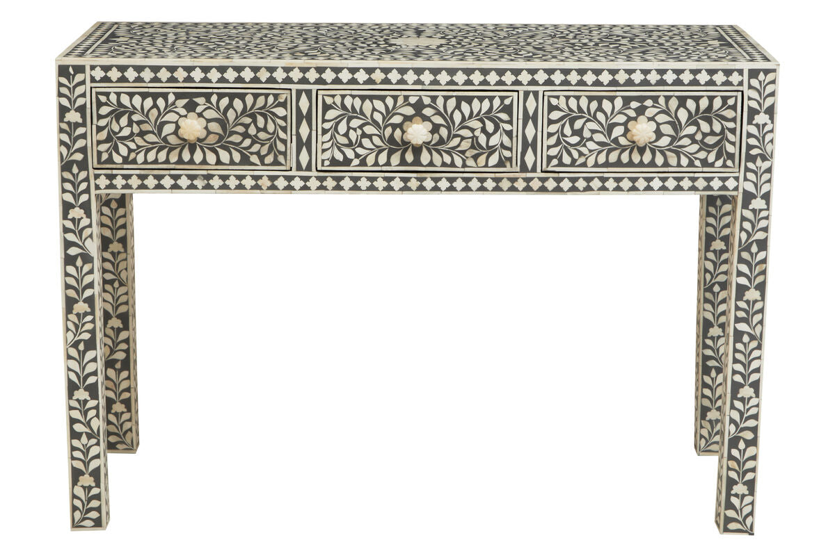 Fusion Grey Bone Inlay 3 Drawer Desk