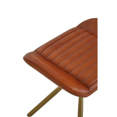 Buffalo Tan Leather Footstool with Gold Finish Legs