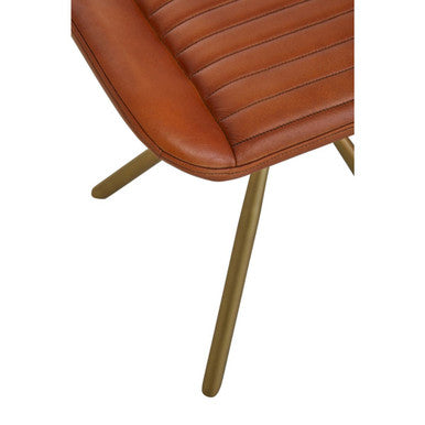 Buffalo Tan Leather Footstool with Gold Finish Legs