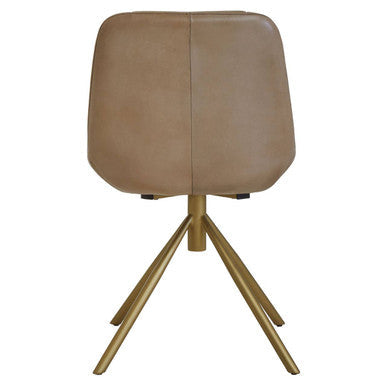 Buffalo Grey Leather Chair with Gold Finish Legs