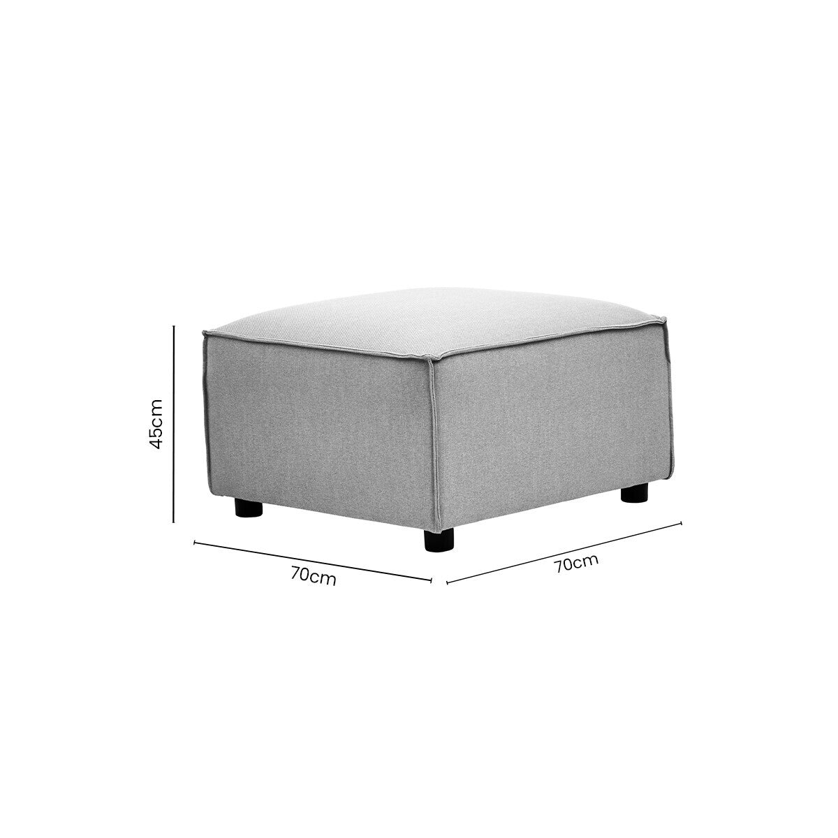 Toulouse Grey Fabric Ottoman Stool
