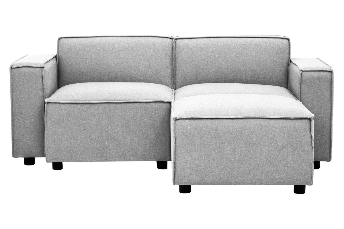 Toulouse Grey Fabric Ottoman Stool