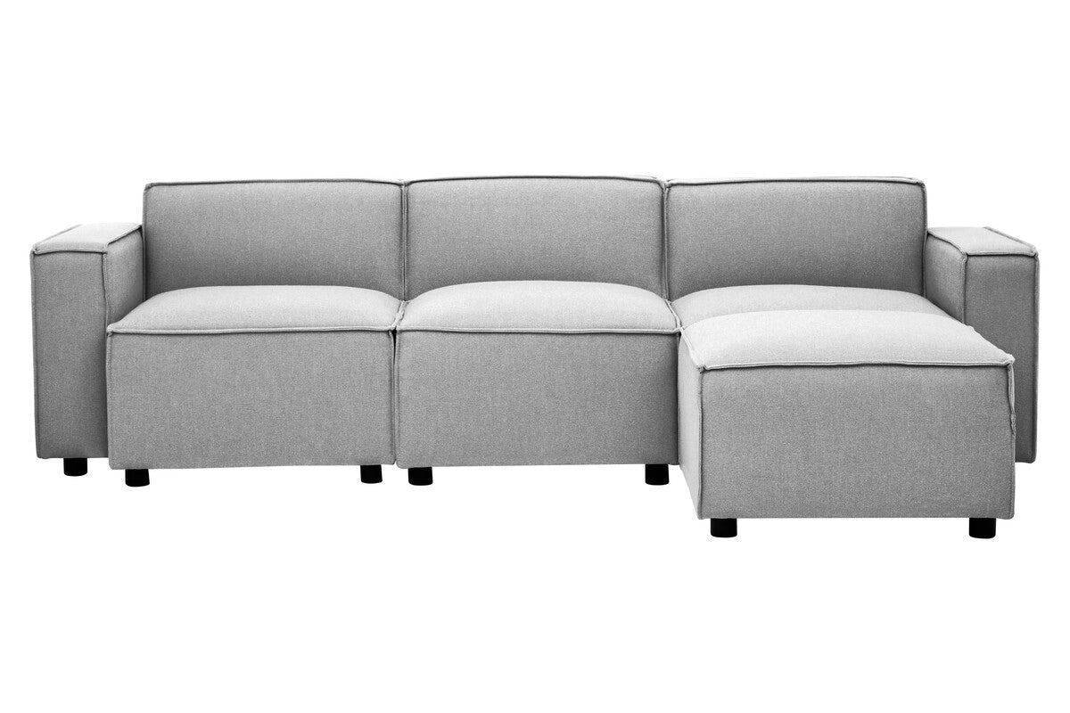 Toulouse Grey Fabric Ottoman Stool