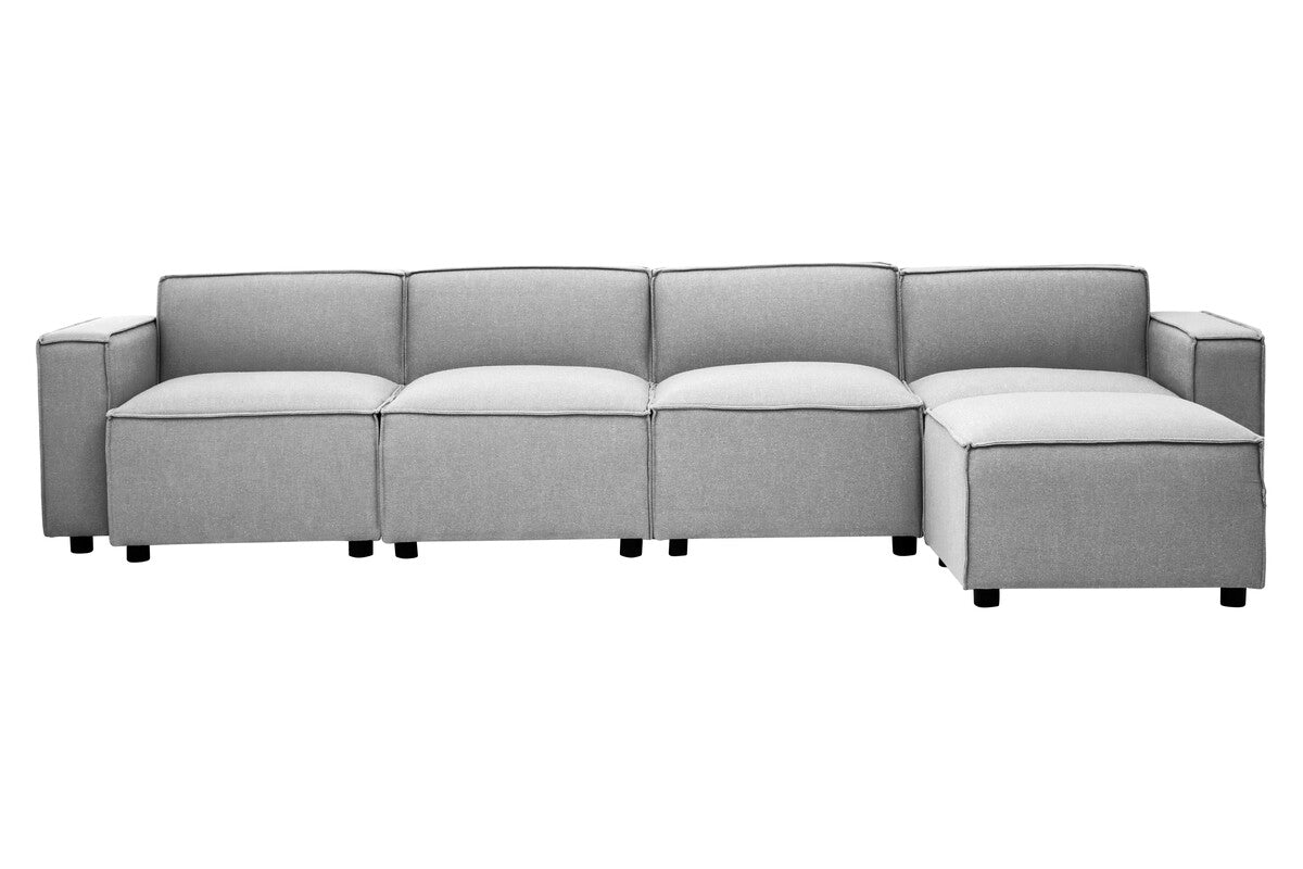 Toulouse Grey Fabric Ottoman Stool
