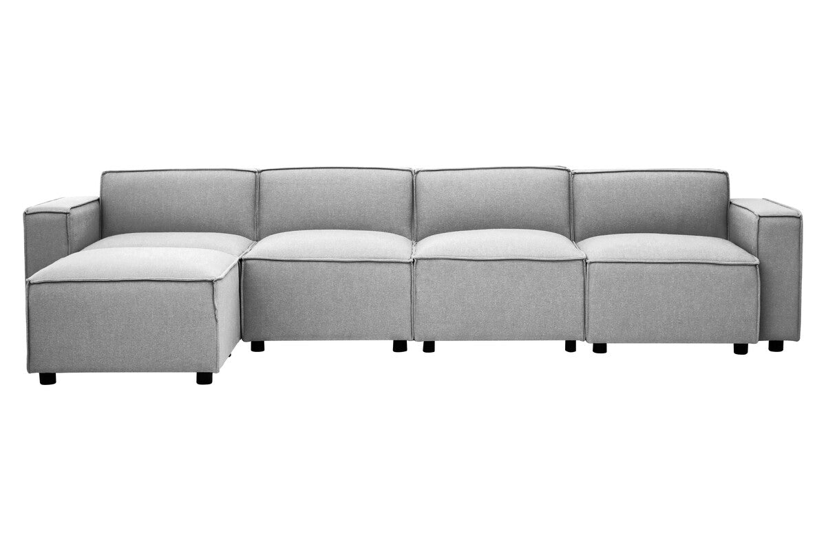 Toulouse Grey Fabric Ottoman Stool