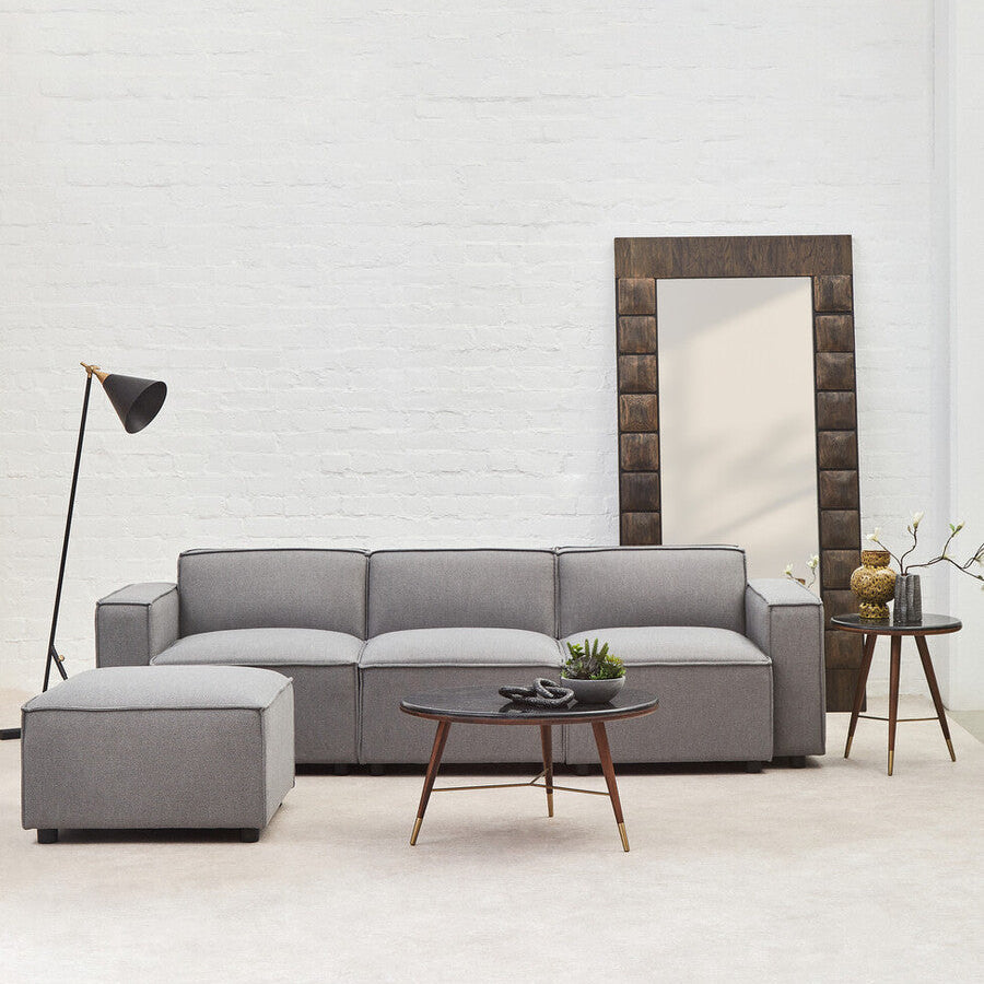 Toulouse Grey Fabric Ottoman Stool