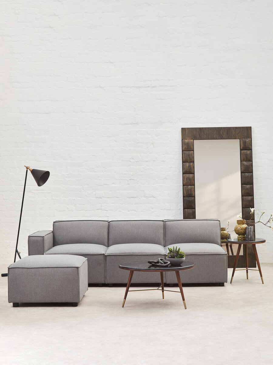 Toulouse Grey Fabric Ottoman Stool