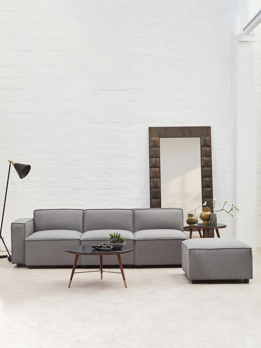 Toulouse Grey Fabric Ottoman Stool